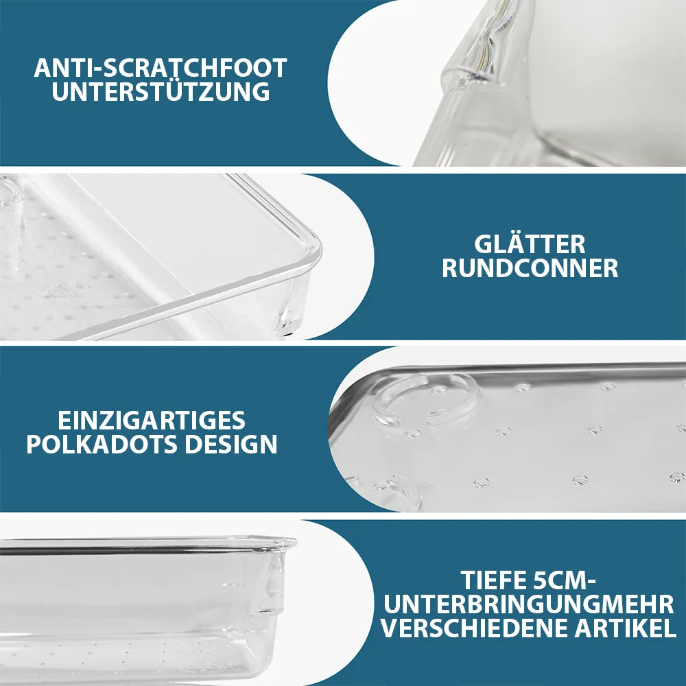 25pcs Versatile Drawer Organizer Set - Clear Plastic Trays in 4 Sizes for Perfect Makeup and Kitchen Storage